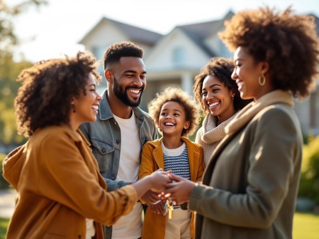 Happy Family Receiving Keys